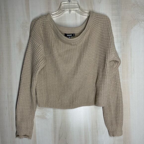 Missguided beige long sleeve crop sweater, size 2/4 - Picture 4 of 10